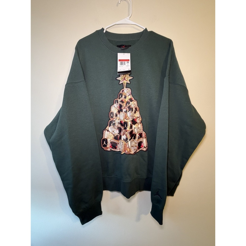 Nike Air Jordan Holiday Sweatshirt Rings Tree Black HV1874-010 Men's Size L